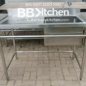 Single Sink Stainless Steel dengan Sayap dan Kran - 120 x 70 x 85 cm