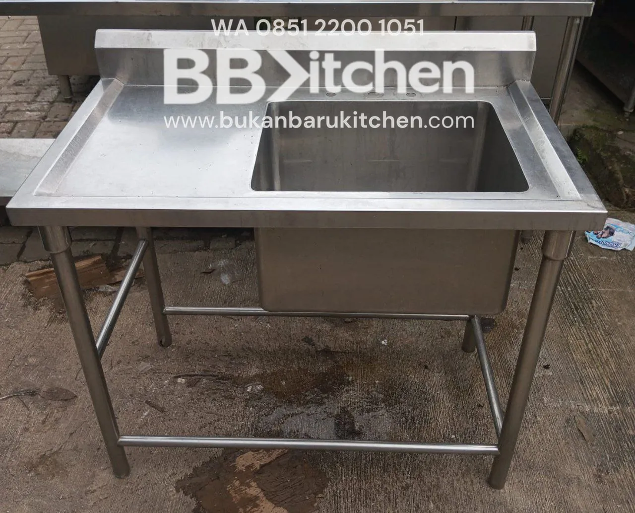 Single Sink Stainless Steel Sayap Kiri 100x60x85 cm - Image 4