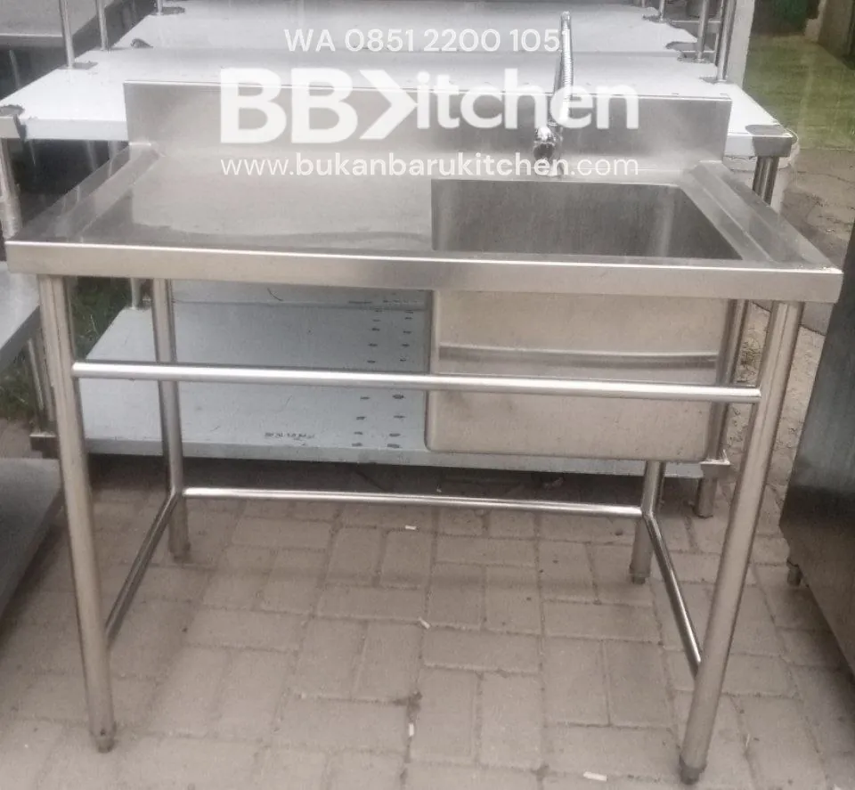 Single Sink Stainless Steel Sayap Kiri P 100 x L 60 x T 84 cm