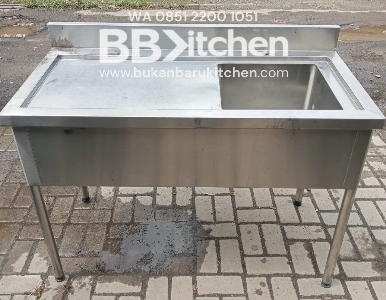 Single Sink Stainless Steel Sayap Kiri P 120 x L 60 x T 85 cm