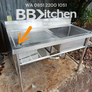 Single Sink Stainless Steel Sayap Kiri Ukuran 120x60x85