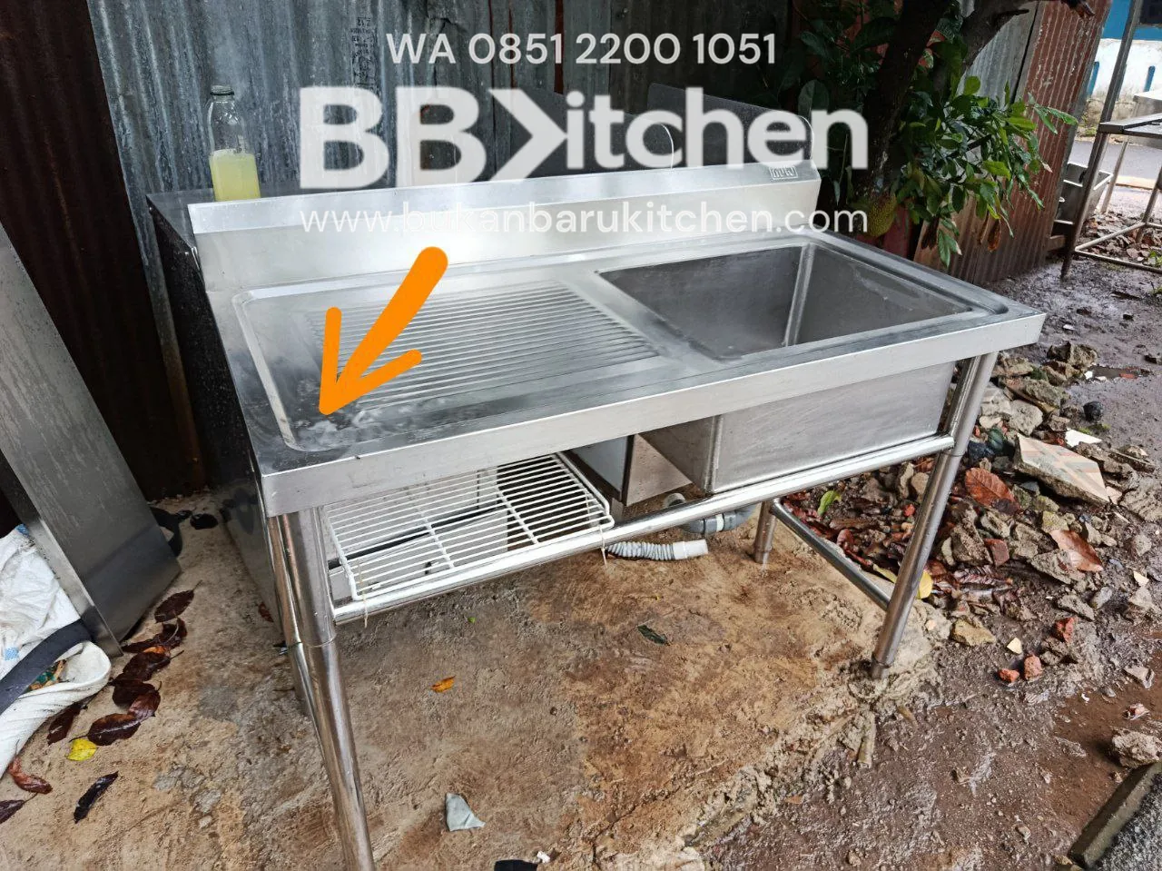 Single Sink Stainless Steel Sayap Kiri Ukuran 120x60x85