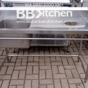 Sink 1 Lobang Stainless Sayap Kanan P140 x L60 x T84 cm