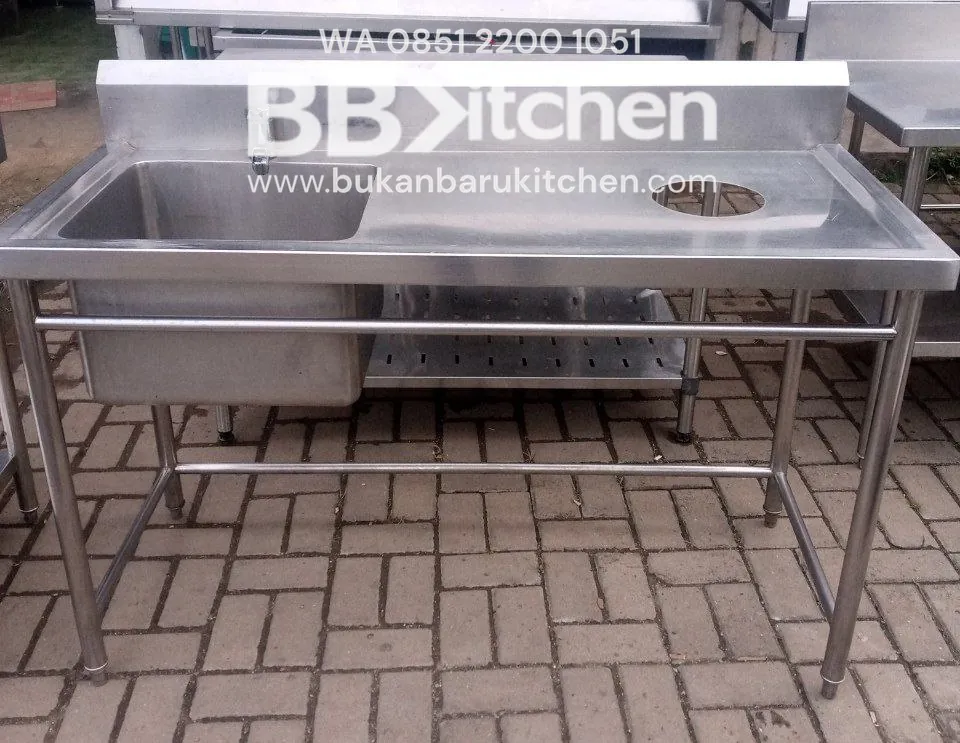 Sink 1 Lobang Stainless Sayap Kanan P140 x L60 x T84 cm