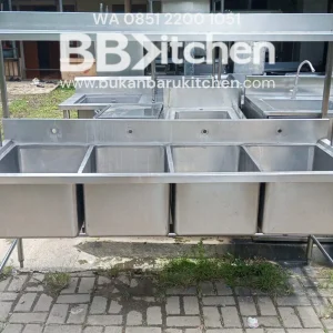 Sink 4 Lubang Stainless Steel Ukuran P 200 x L 75 x T 85 cm
