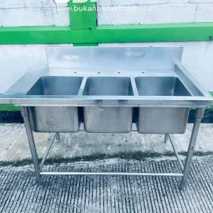 Sink Jumbo Stainless 3 Lobang Ukuran 133x75x82