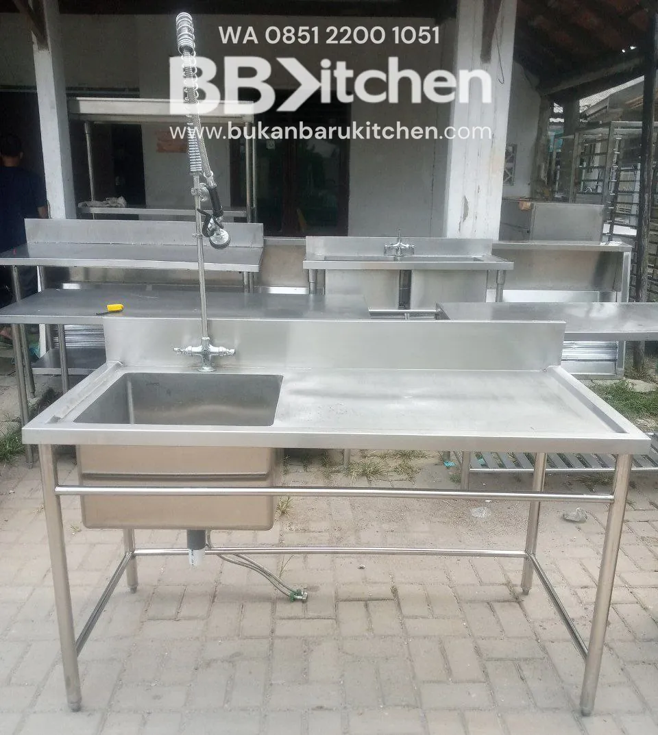 Sink Stainless 1 Lobang Sayap Kanan P 150 x L 70 x T 84 cm