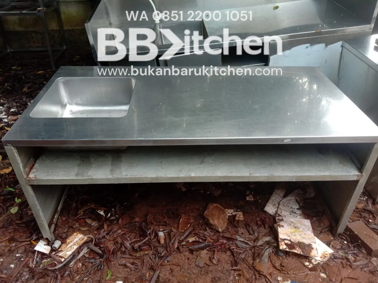 Sink Stainless Steel 1 Lobang dengan Sayap dan Hambalan 180x90x85 - Image 2