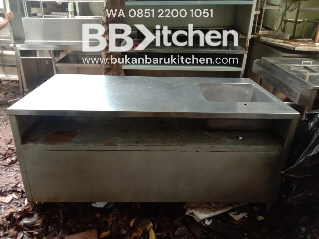 Sink Stainless Steel 1 Lobang dengan Sayap dan Hambalan 180x90x85 - Image 4