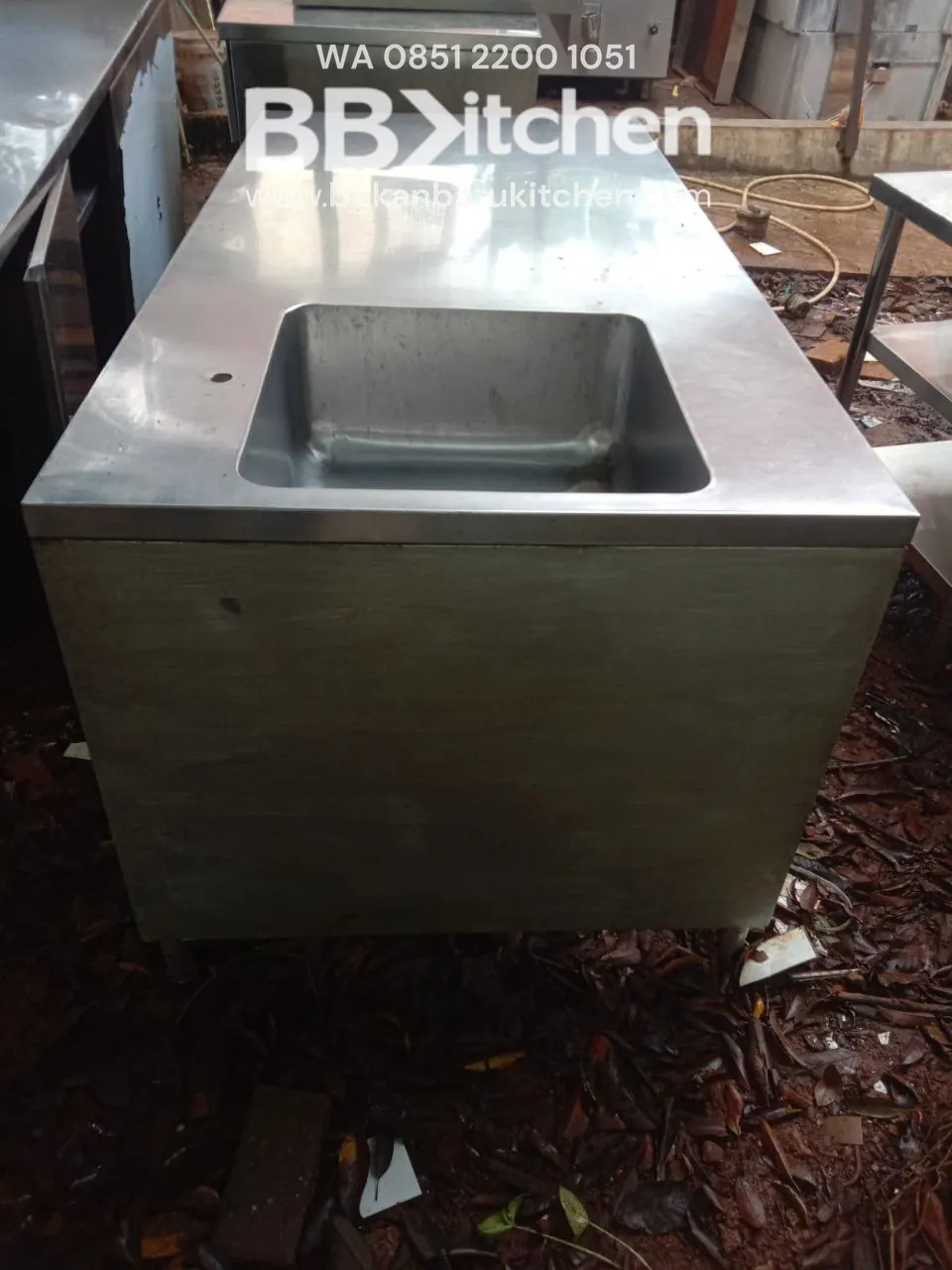 Sink Stainless Steel 1 Lobang dengan Sayap dan Hambalan 180x90x85