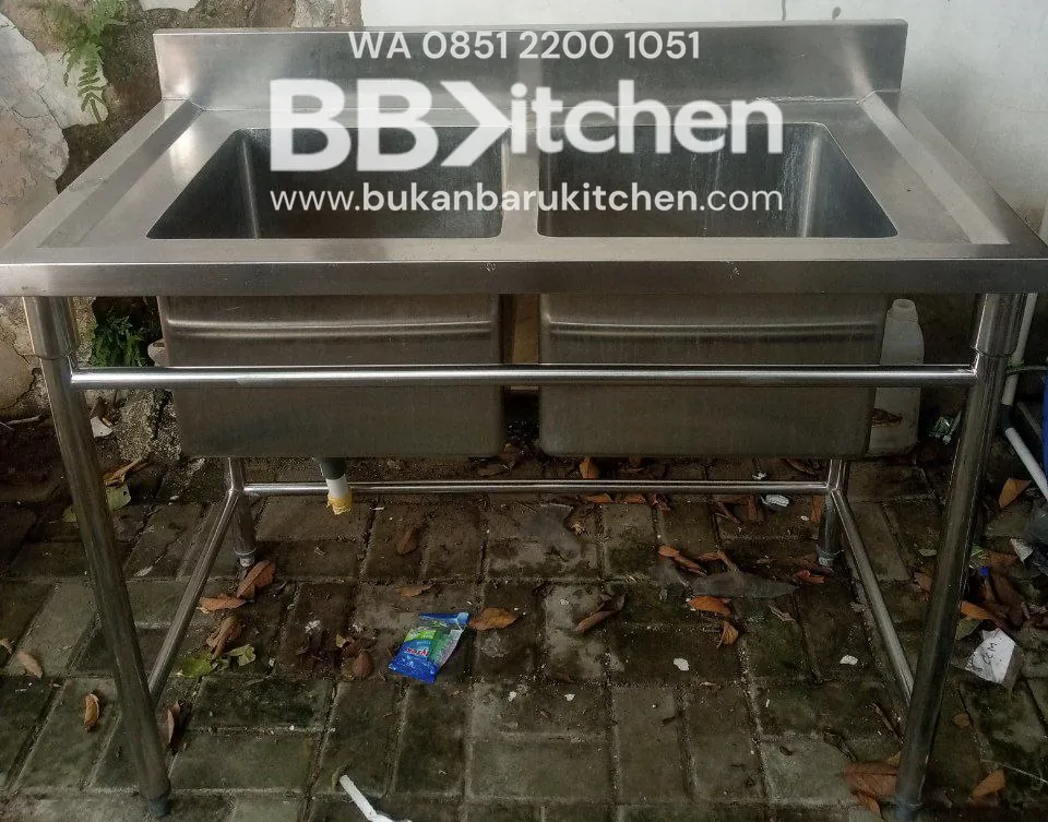 Sink Stainless Steel 2 Lobang P 110 x L 60 x T 85 cm