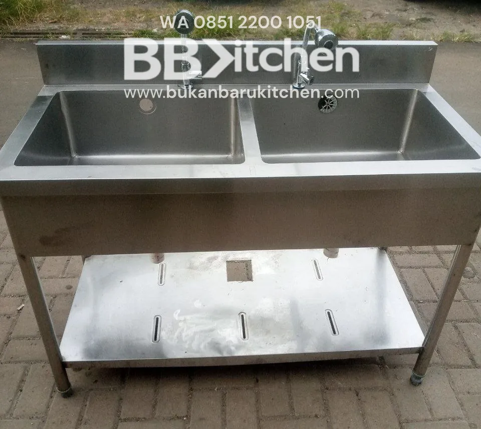 Sink Stainless Steel 2 Lobang P 120 x L 60 x T 82 cm