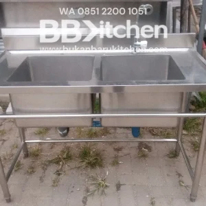 Sink Stainless Steel 2 Lobang P 130 x L 65 x T 84 cm