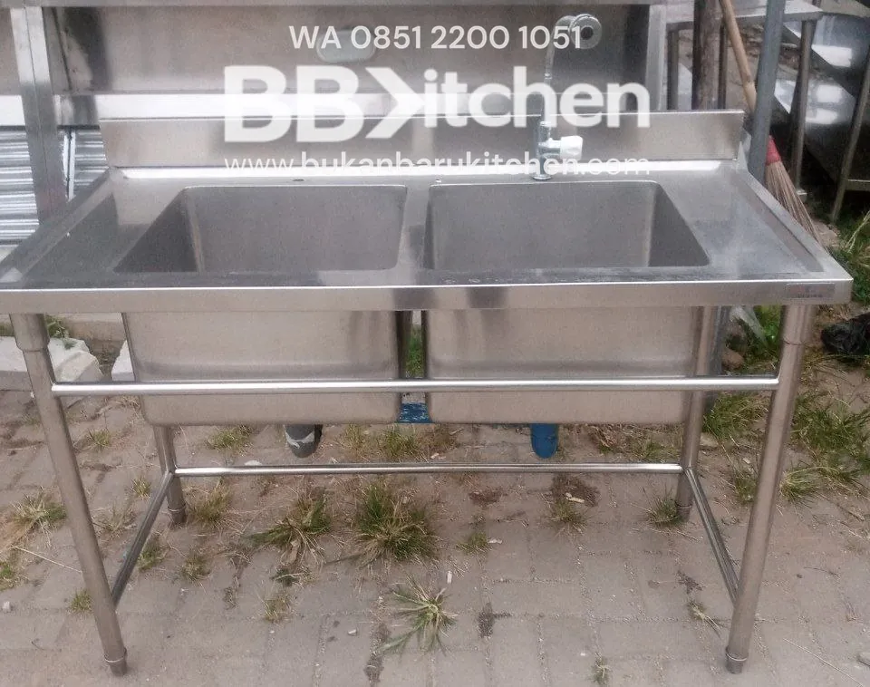 Sink Stainless Steel 2 Lobang P 130 x L 65 x T 84 cm
