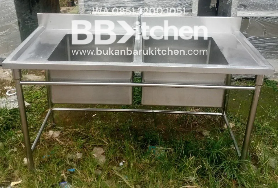 Sink Stainless Steel 2 Lobang P 150 x L 70 x T 83 cm