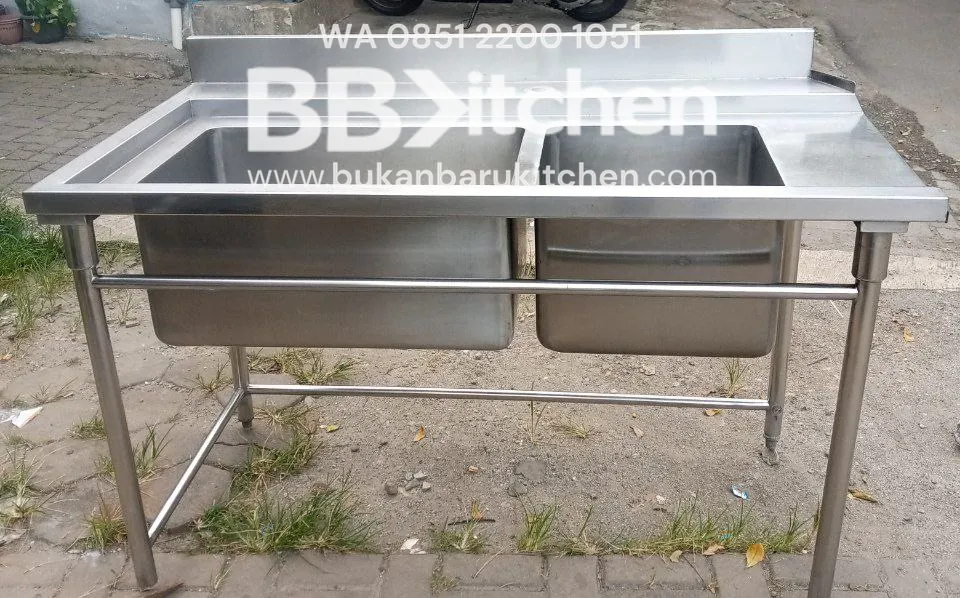 Sink Stainless Steel 2 Lobang P140 x L75 x T84 cm