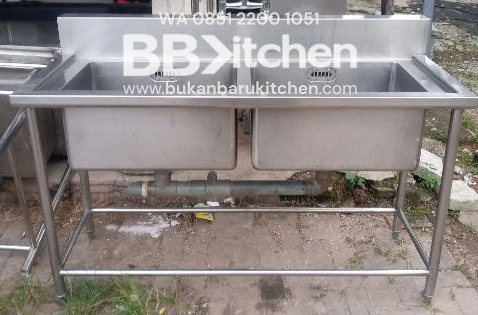 Sink Stainless Steel 2 Lobang P150 x L60 x T85 cm