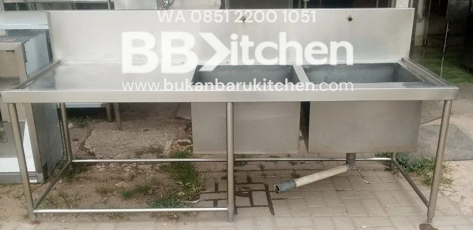 Sink Stainless Steel 2 Lobang Sayap Kiri 225x80x78 cm