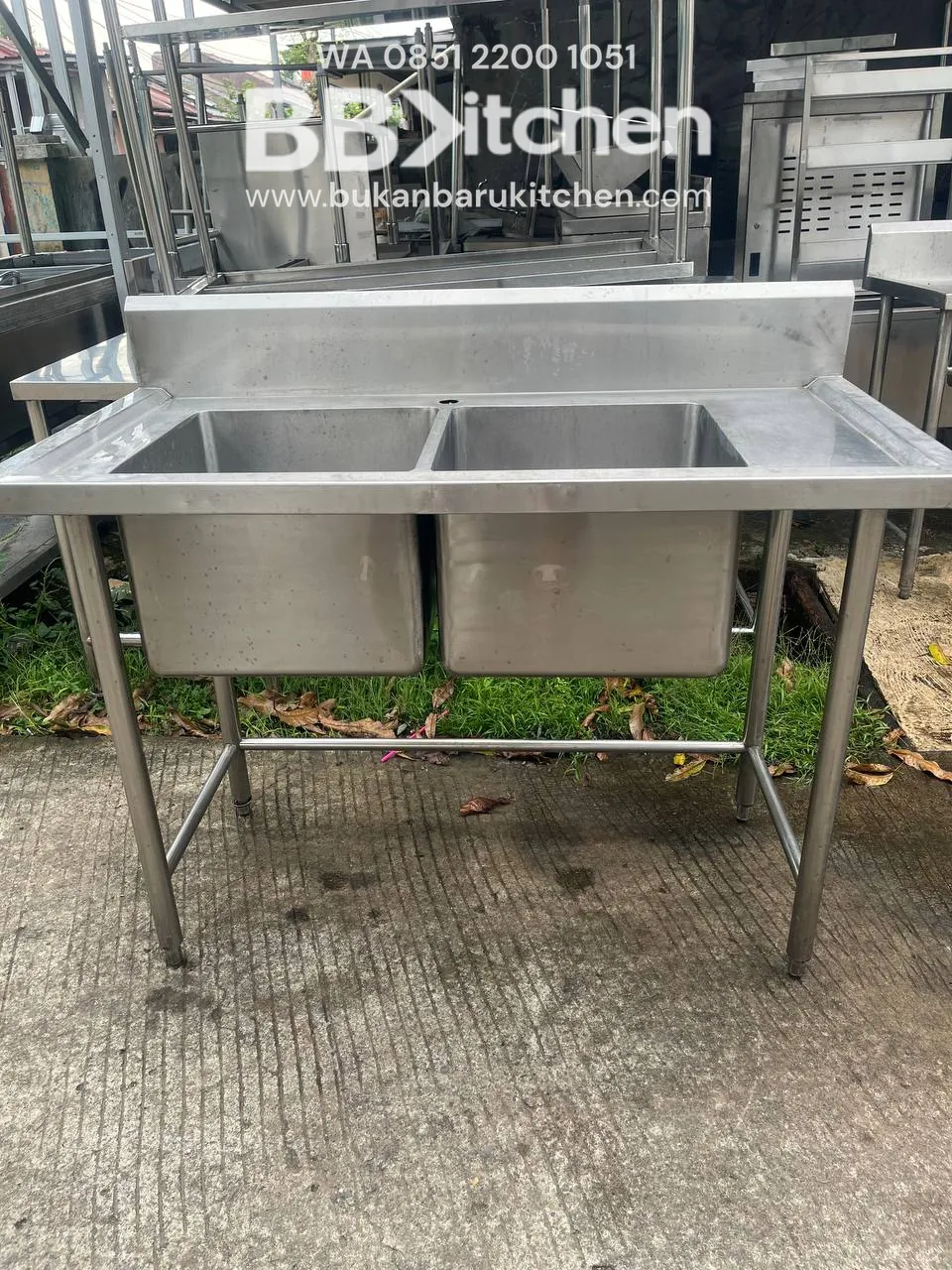 Sink Stainless Steel 2 Lobang Ukuran 120x60x85
