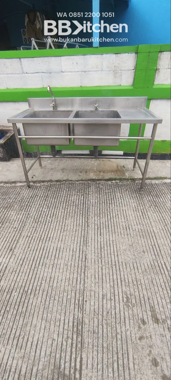 Sink Stainless Steel 2 Lobang Ukuran 150x70x85