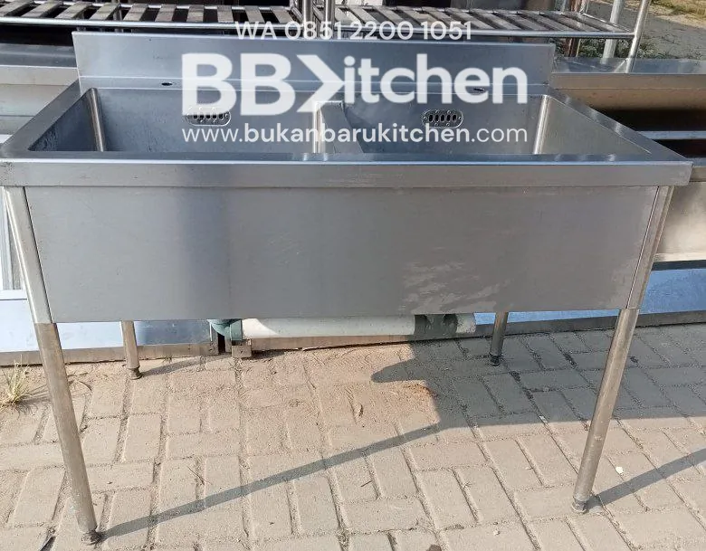 Sink Stainless Steel 2 Lobang Ukuran P 120 x L 75 x T 85 cm