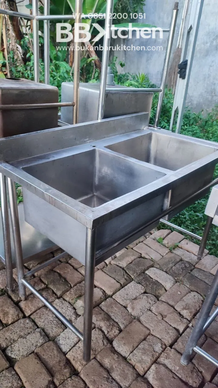 Sink Stainless Steel 2 Lubang Ukuran P 120 Cm L 70 T 85