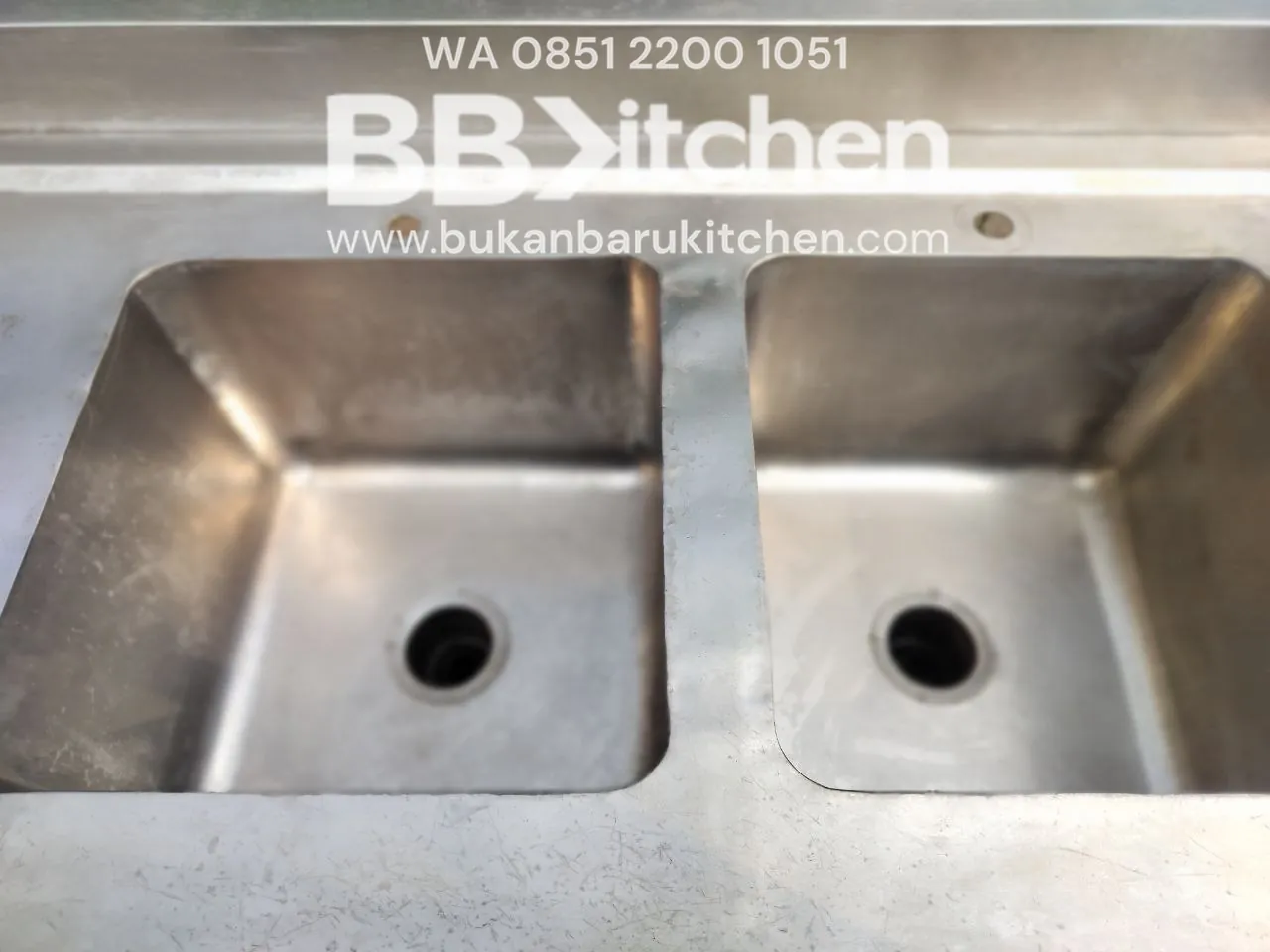 Double Sink Stainless Steel 150x70x85 cm dengan Sayap - Image 5