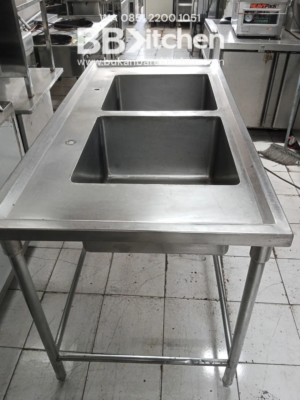 Double Sink Stainless Steel 150x75 cm - Image 4