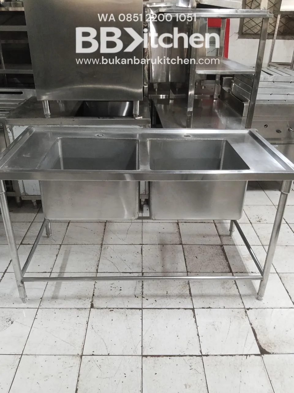 Double Sink Stainless Steel 150x75 cm