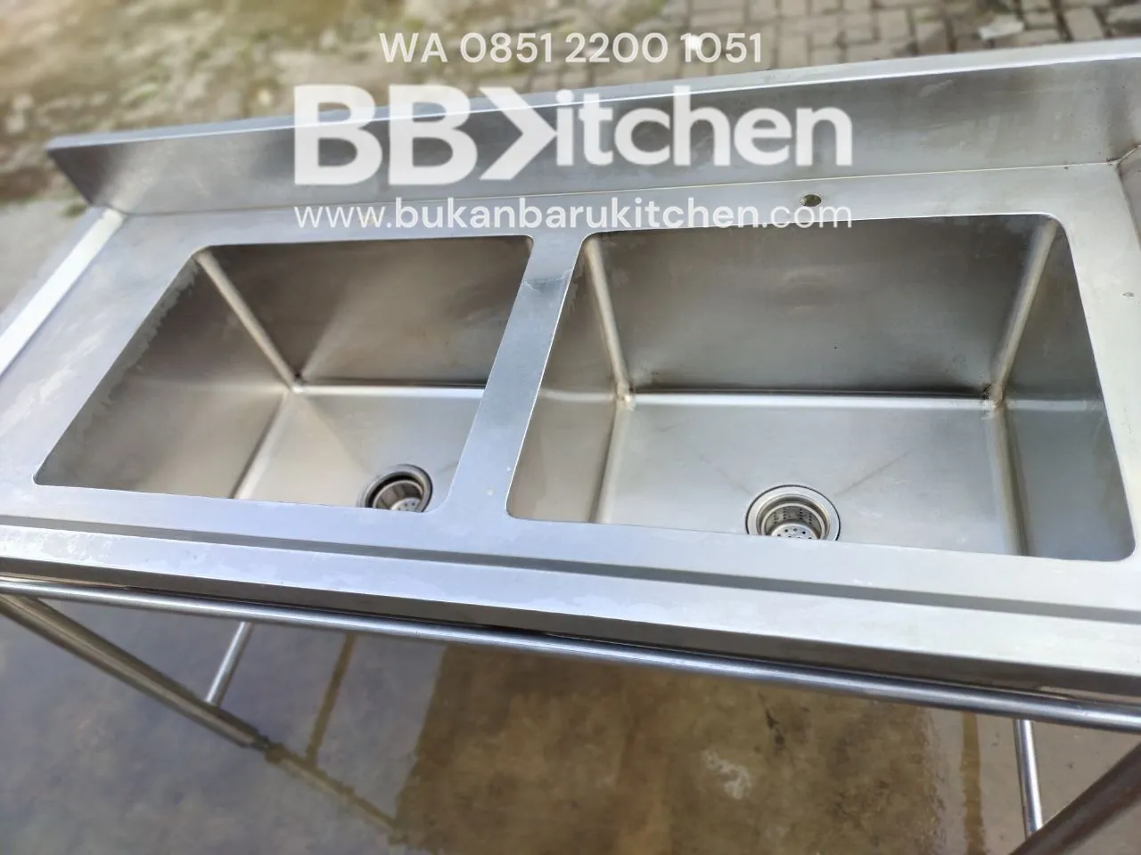 Double Sink Stainless Steel P 140cm L 60cm T 85cm - Image 4