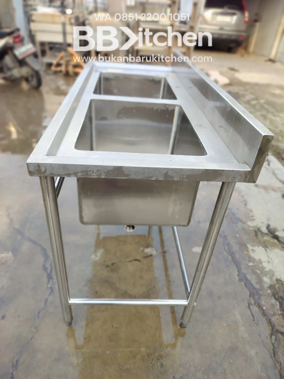 Double Sink Stainless Steel P 140cm L 60cm T 85cm - Image 5