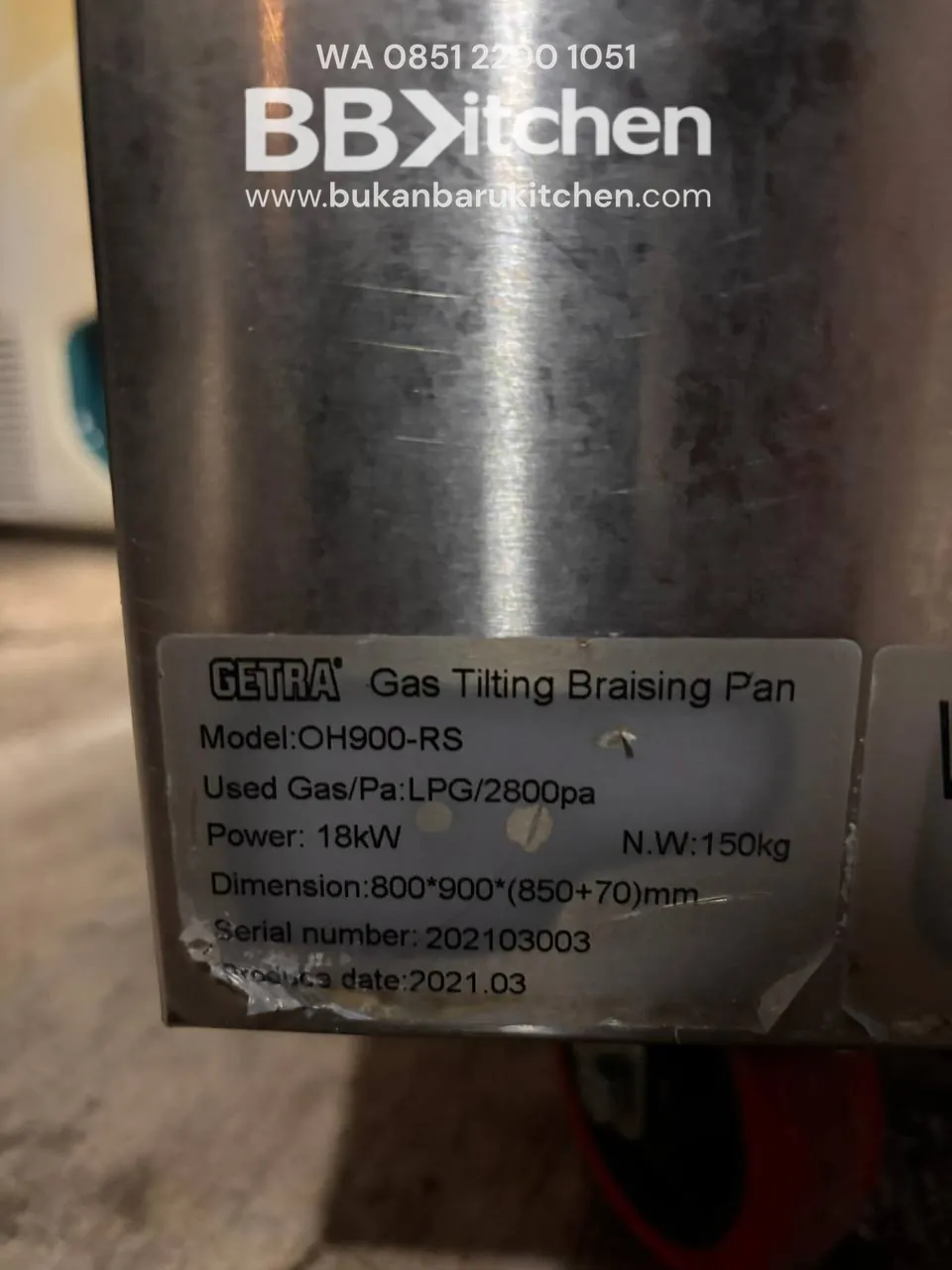 Gas Tilting Braising Pan Getra OH900-RS 80 Liter - Image 7