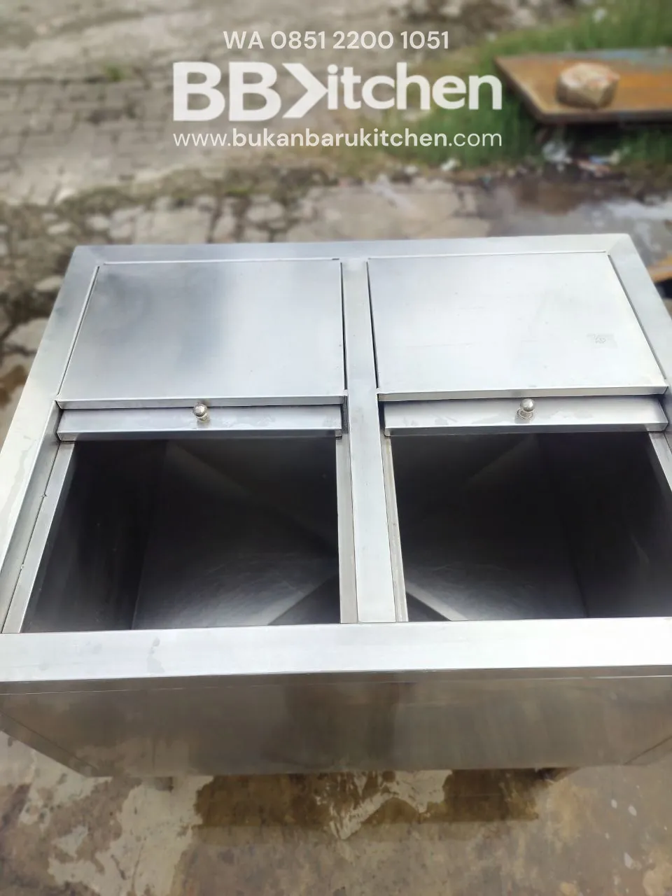 Ice Bin 2 Lubang Stainless Steel P90 L70 T85 - Image 4