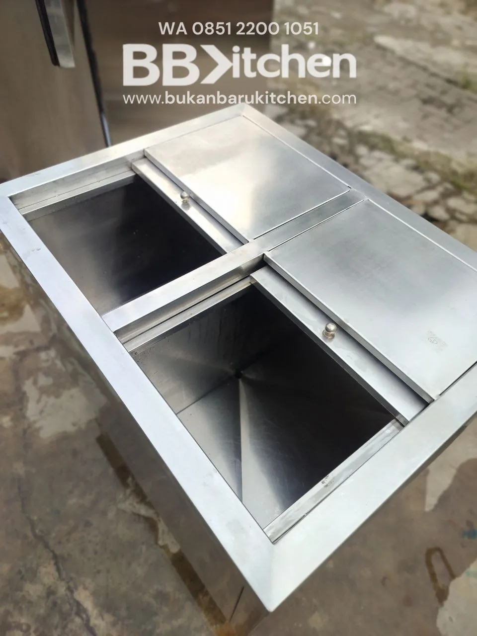 Ice Bin 2 Lubang Stainless Steel P90 L70 T85 - Image 5