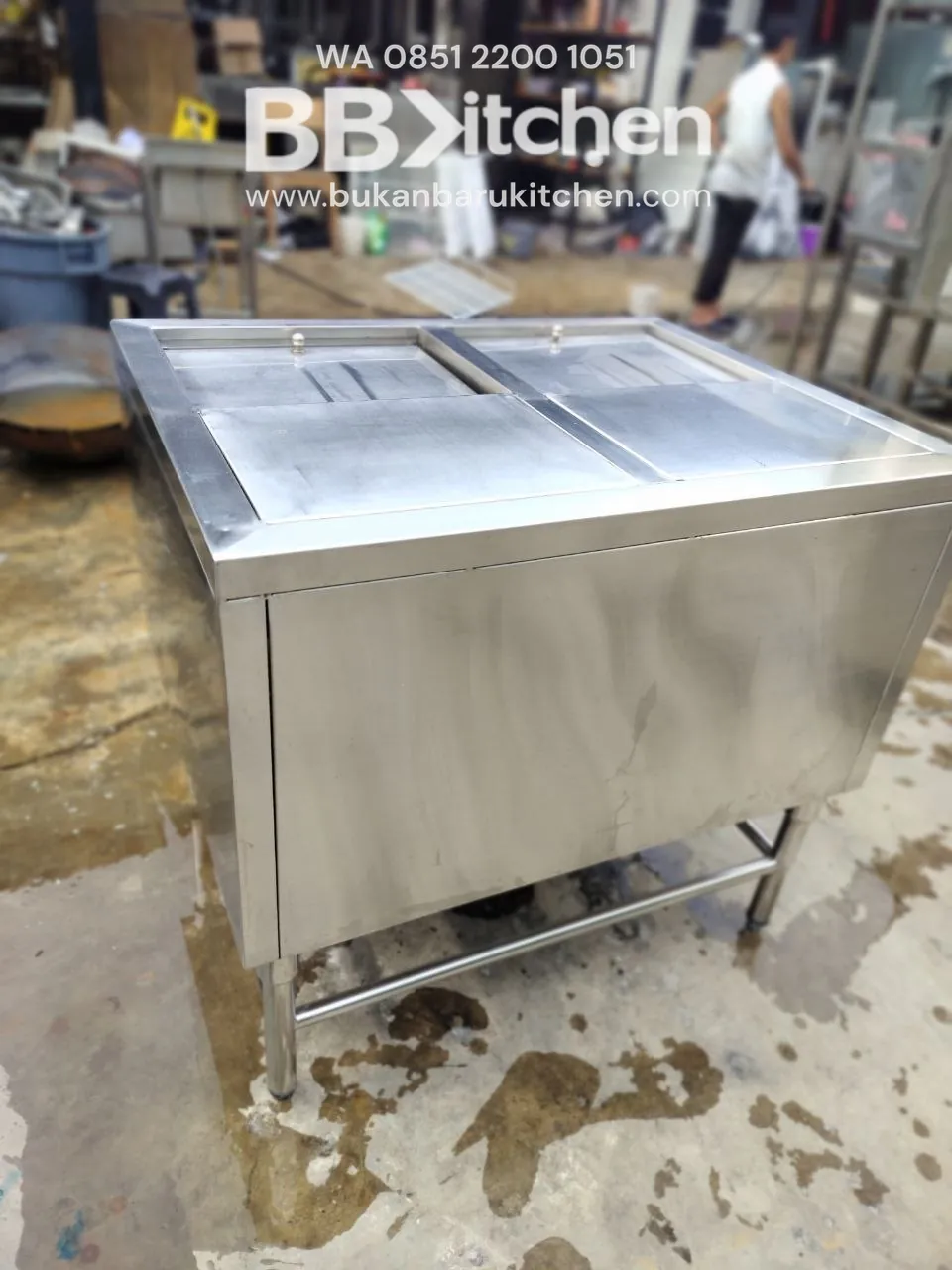 Ice Bin 2 Lubang Stainless Steel P90 L70 T85 - Image 6