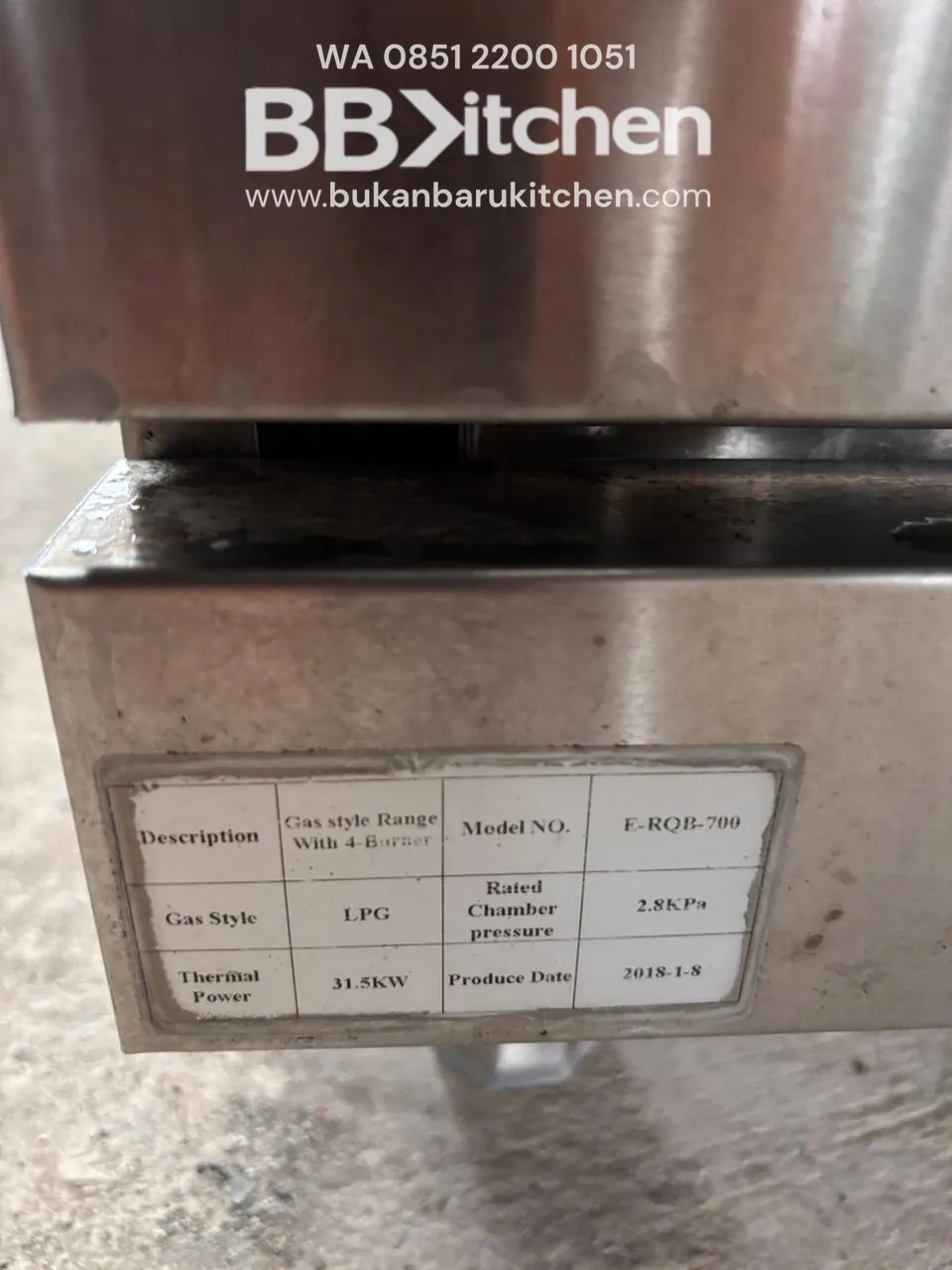 Kompor 4 Tungku Plus Oven Model E-RQB-700 70x70x93 - Image 5
