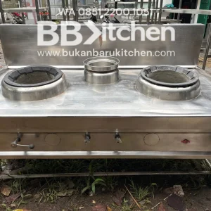Kompor Wok Kuali Range 2 Tungku High Pressure Ukuran 200x120x75