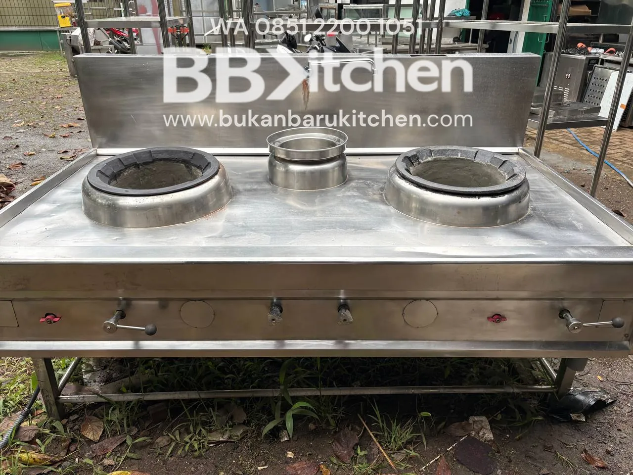 Kompor Wok Kuali Range 2 Tungku High Pressure Ukuran 200x120x75