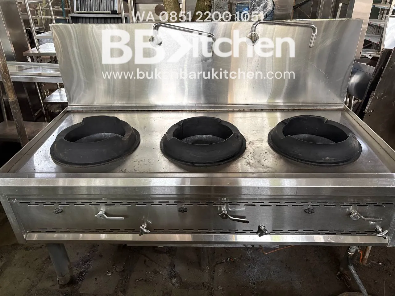 Kompor Wok Kwali Range 3 Tungku Ukuran 180x90x80