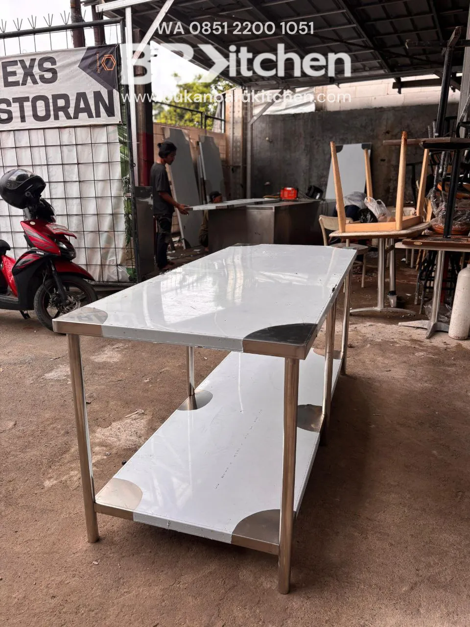 Meja 2 Susun Stainless 200x75x85 - Image 3