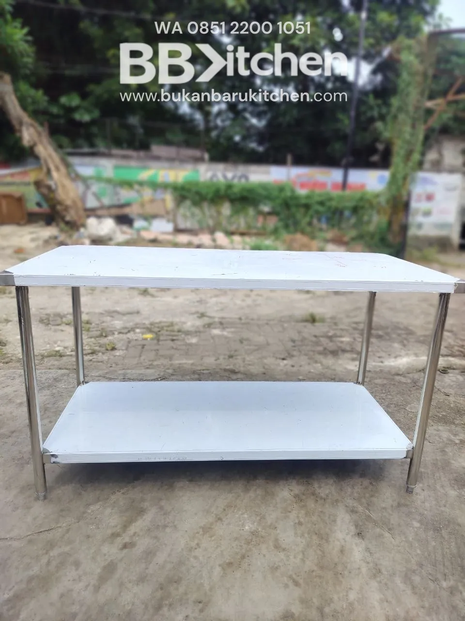 Meja 2 Susun Stainless P 150cm L 70cm T 85cm
