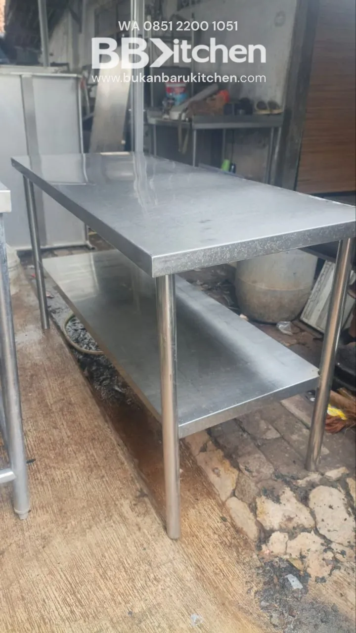 Meja 2 Susun Stainless Steel Ukuran 143×58×84 - Image 3