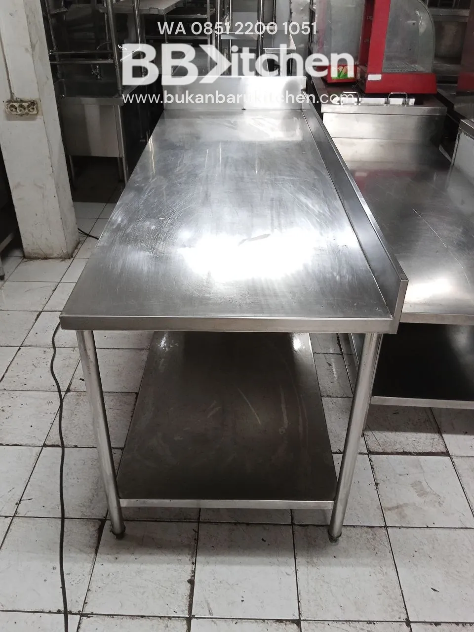 Meja 2 Susun Stainless Steel Ukuran 204x75x85 cm - Image 2