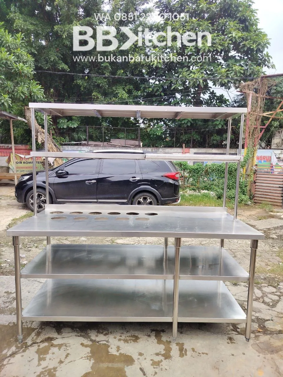 Meja 3 Susun Stainless Steel Custom P180 L80 T85