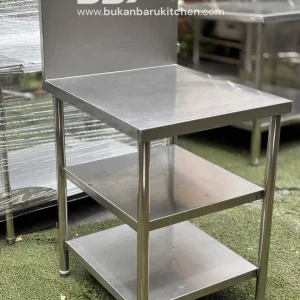 Meja 3 Susun Stainless Steel dengan Backsplash Ukuran 60x70x85