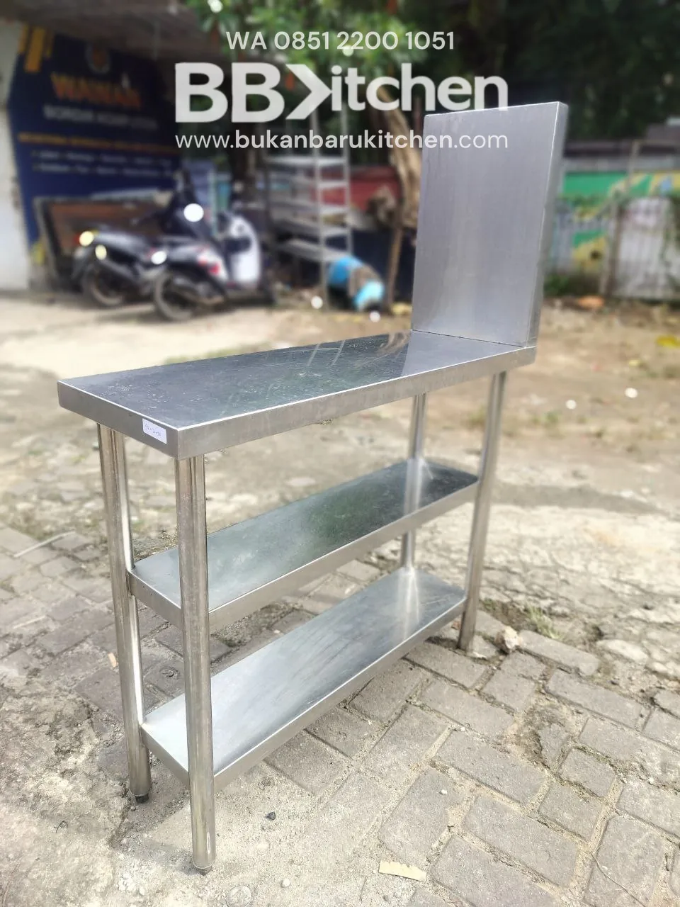 Meja 3 Susun Stainless Steel P30 L90 T80 untuk Dapur Komersial - Image 5