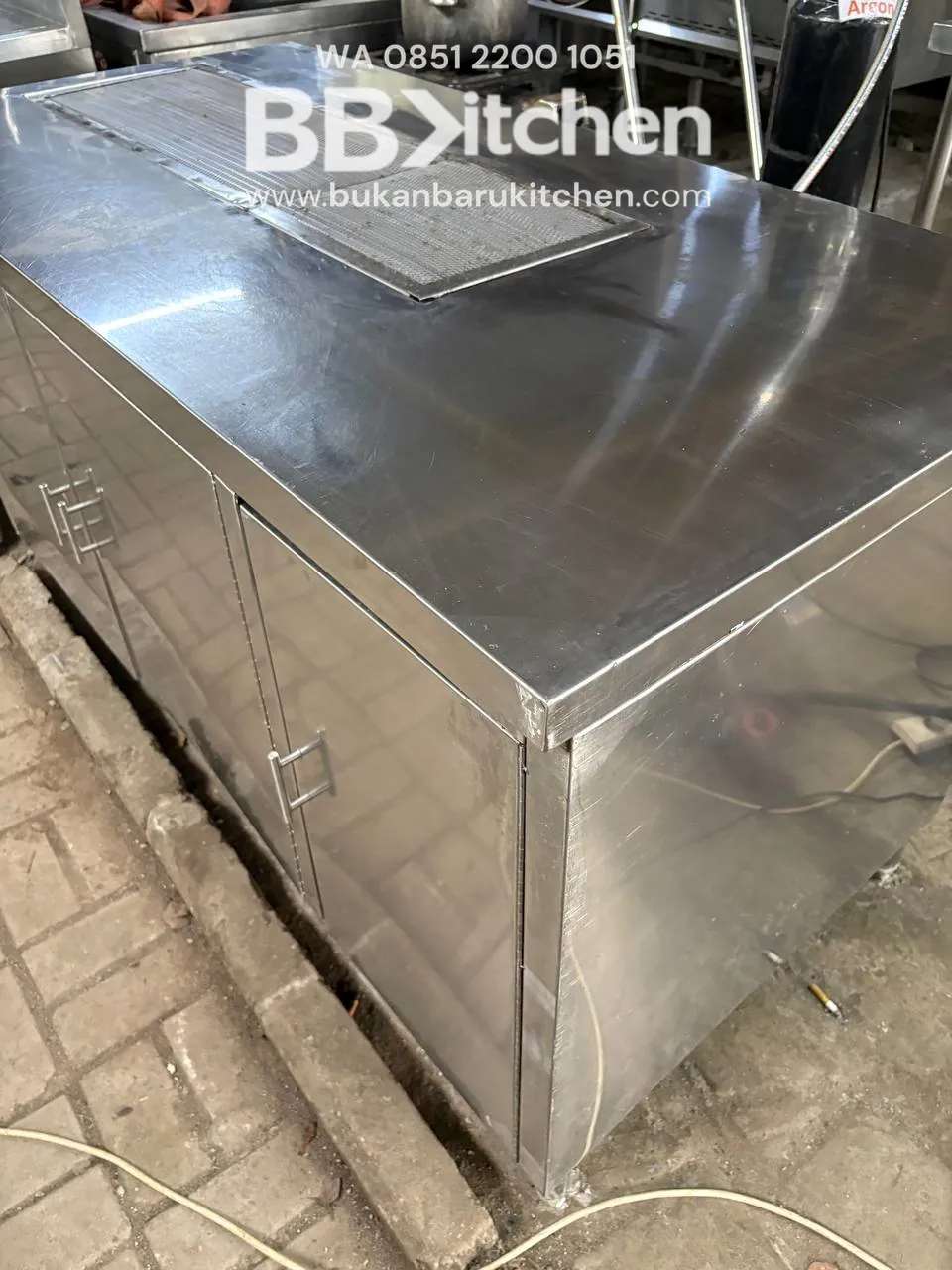 Meja Kabinet 1 Susun Stainless Steel Ukuran 150x75x85 - Image 3