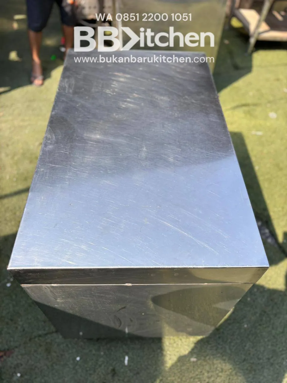 Meja Kabinet Stainless Tanpa Pintu Ukuran 100x60x85 - Image 5
