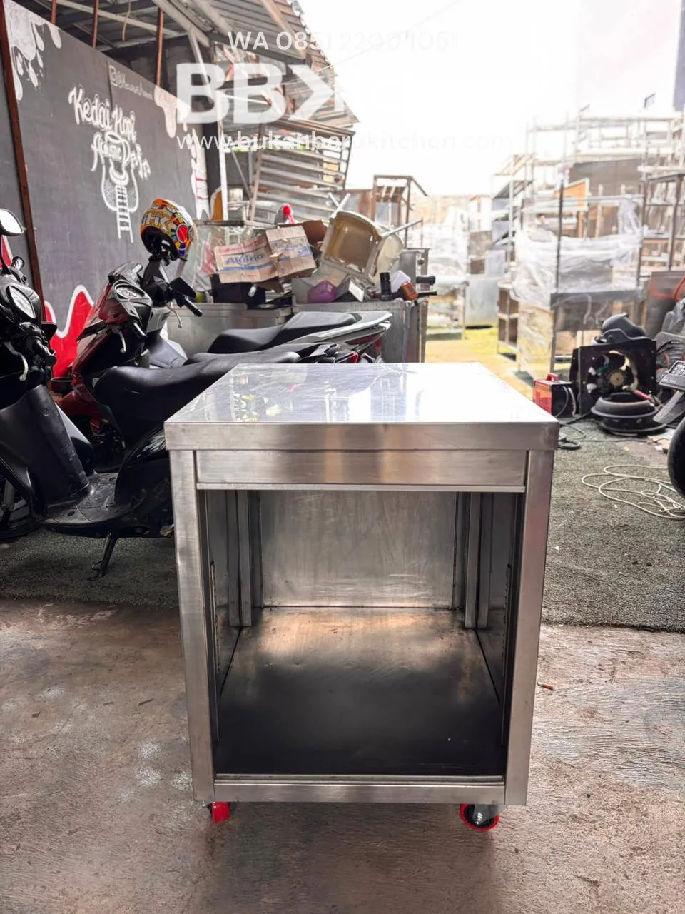 Meja Kabinet Stainless Tanpa Pintu Ukuran 60x70x80 - Image 2