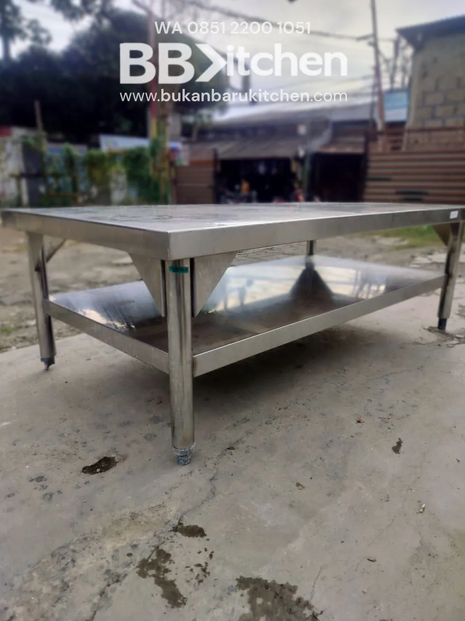 Meja Kompor Stainless Steel P 120 L 65 T 40 dengan Bintik Hitam - Image 3